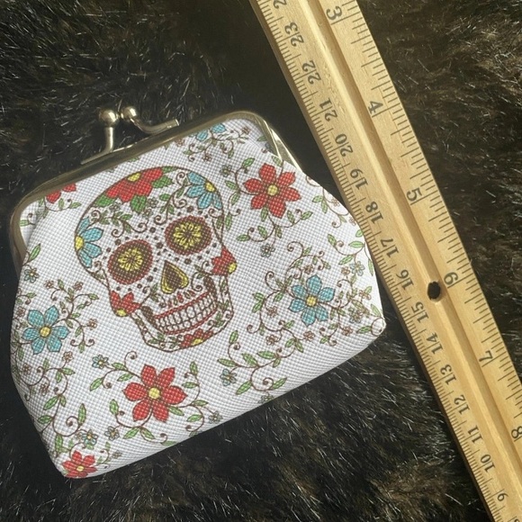 Cinco DeMayo Floral Skull Print Coin Purse - Picture 3 of 6